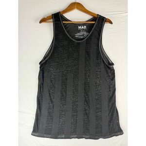 Mad Engine Tank Top Mens Small Black Excellent American Flag Burnout Print